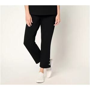 Sport Savvy Womens French Terry Crop Pants with Grommet Detail Black Size 2X